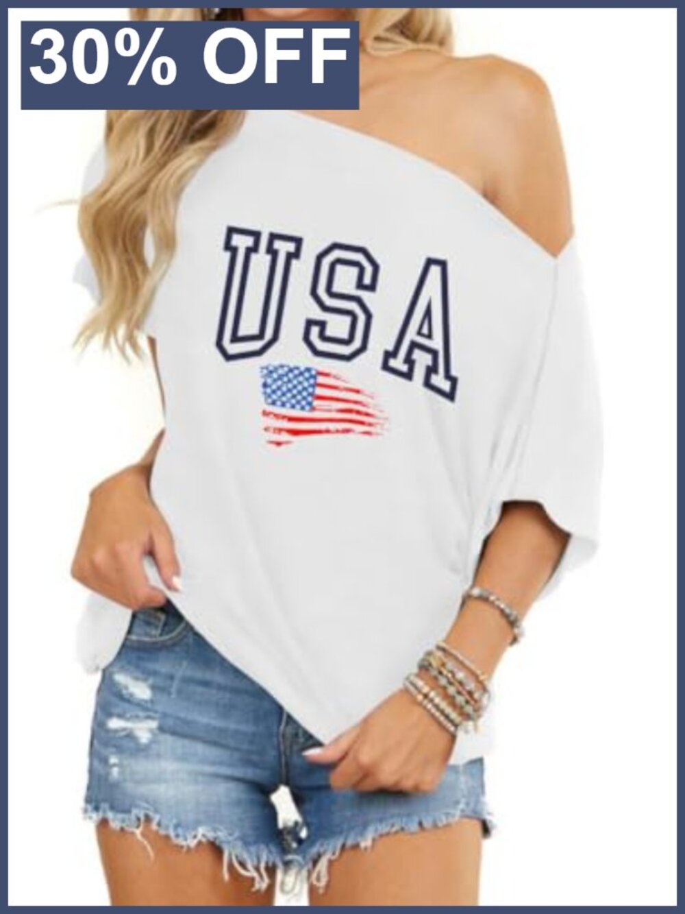 Women Off Shoulder Loose Fit Tunic Top Short Sleeve Oversized Tee